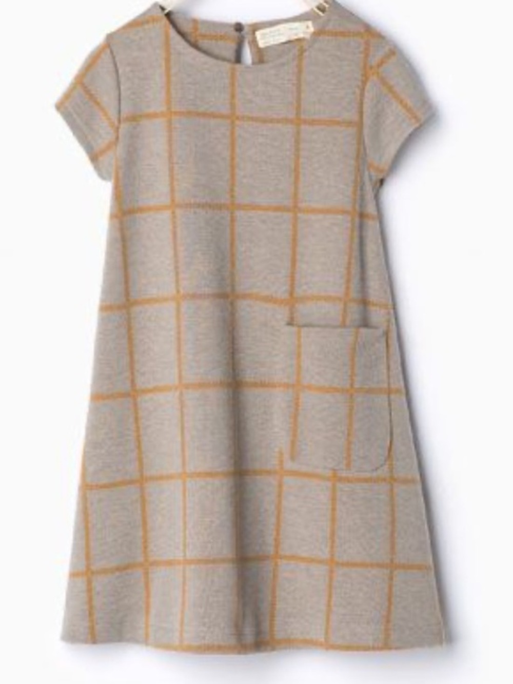 Zara Tan Dress with Mustard Windowpane Check size 7